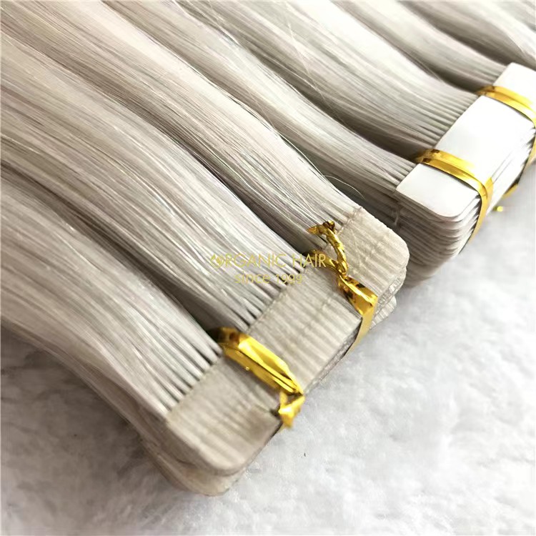 Wholesale human cuticle tape in hair extensions Ash Blonde color X389